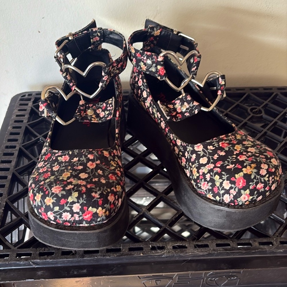 Floral Platform Demonia Mary Jane Shoes